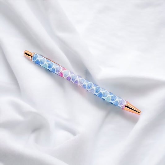 Pastel Mermaid Glitter with Rose Gold Trim Clickable Pen