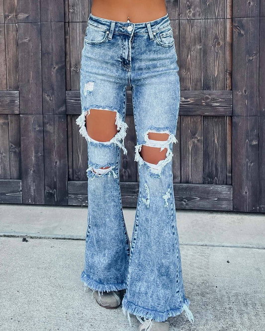 Ripped Flare Jeans